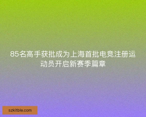 85名高手获批成为上海首批电竞注册运动员开启新赛季篇章